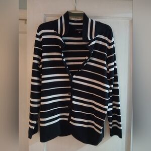 Roz & Ali Black and White Striped Sweater